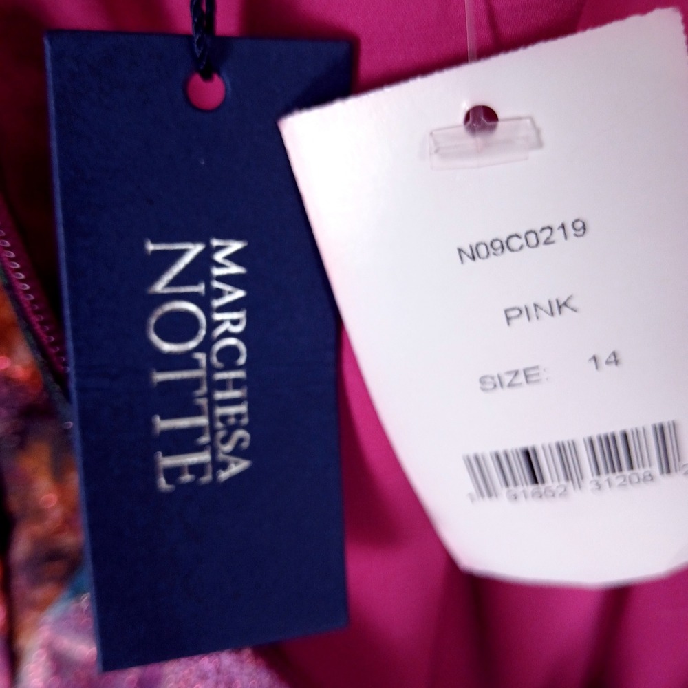 Marchesa Notte Dress Womens 14 Pink Beaded Cocktail Fit & Flare Sleeveless NWT - Picture 8 of 10
